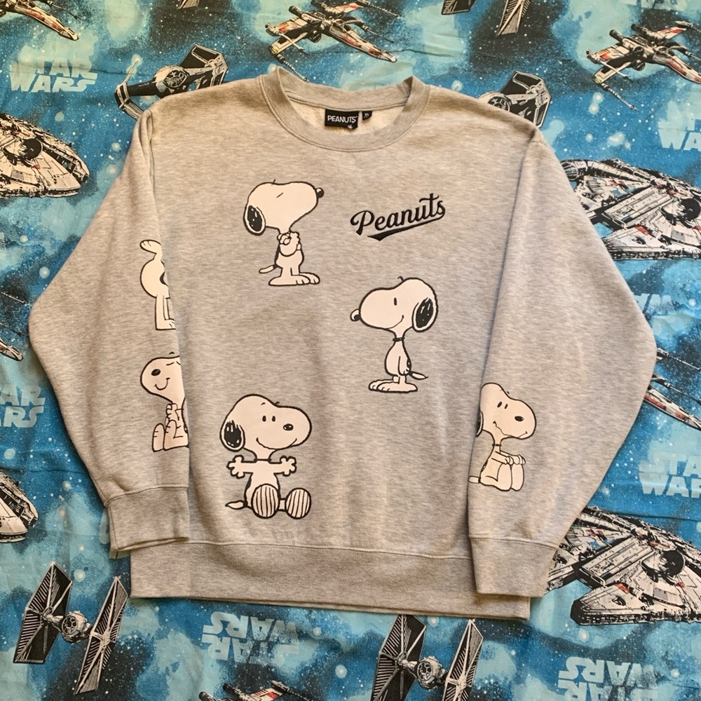 Peanuts Gray Snoopy Men's Sweatshirt Boys Kids XL